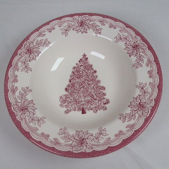 Culinary Arts Yuletide Burgundy 8 1/2" Coupe Soup Bowl Crate Barrel Christmas - Picture 1 of 7
